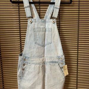 New Lucky Brand Light Wash Denim Overalls Dress XS with Pockets